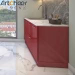 Plywood Furniture Durable Gray Glossy Kitchen Cabinet With Lacquer Finish