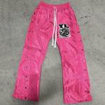 Men's Baggy Fit Nylon Sweatpants with Windproof Design and Distressed Embroidery