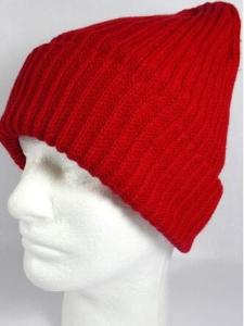 Wholesale Winter Acrylic Rolling Knit Pom Pom Beanie Long Cuff Beanie Hats Solid Red Color from china suppliers