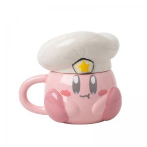 China Cute Pink Cartoon Chef Kirby Ceramic Mug Navy Hat 3D Ceramic Coffee Mug for Christmas Holiday Gift on sale