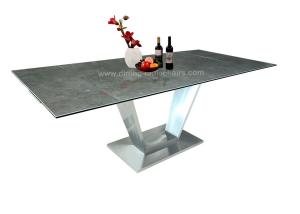Wholesale Stainless Extension Dining Room Table Tempered Glass Ceramic Top 2.1 Meter from china suppliers