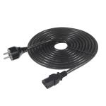 3Prong VDE Approved CEE 7/7 3pin Plug Black Power Cord with C13 Female