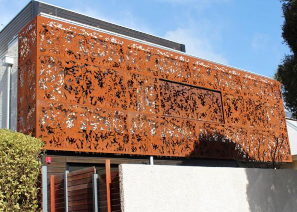 Laser Cut Corten Steel Panel / Screen Wall Mounted Metal Sculpture Rusty