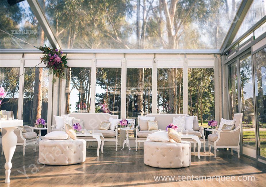Tailor Made Transparent Glass Wall Outdoor Luxury Wedding Tents With Gorgeous Ornaments