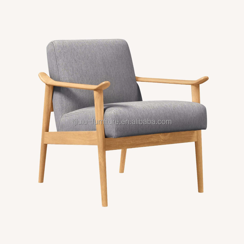 Add Comfort and Elegance to Your Living Room with Solid Wood Leisure Lounge Wooden Sofa Chair W67*D79*H78 CM