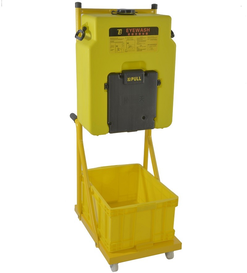 Trolley portable eyewash emergency eyewash 16 gallon 53L ABS portable eye wash station, plastic emergency eye wash