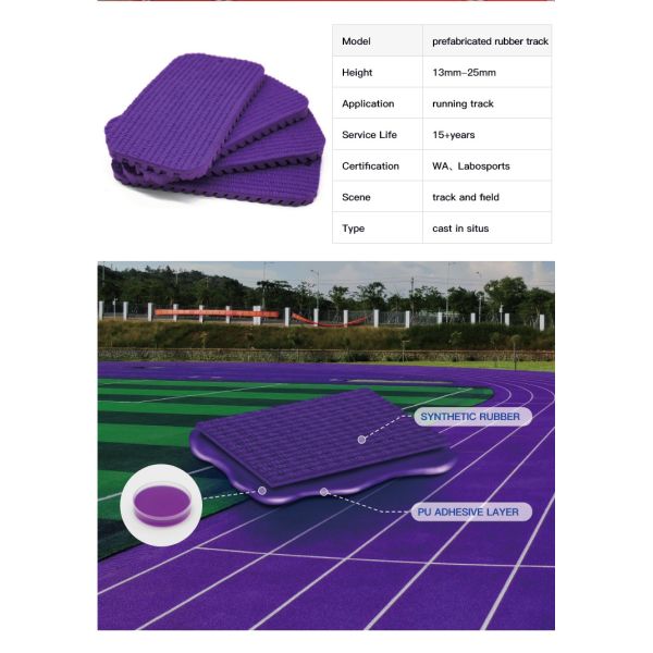 Rubber Athletic Prefabricated Running Track Customized Flame Retardant