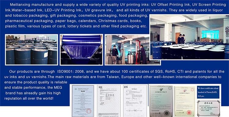 MEG LED UV Curing Offset Printing Process Ink Made In China Since 2001