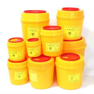 China Medical Sharps Disposal Container Waterproof Round PVC Plastic Box Sharps on sale