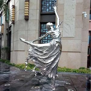 China 2 Meters High Stainless Steel Dancing Ballet Girl Sculptures For Fountain on sale