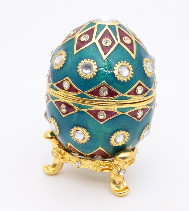 Faberge Egg Style Decorative Enameled Trinket Box Classic Russian Egg Jewelry Box Collectibles Unique Easter Egg Gift