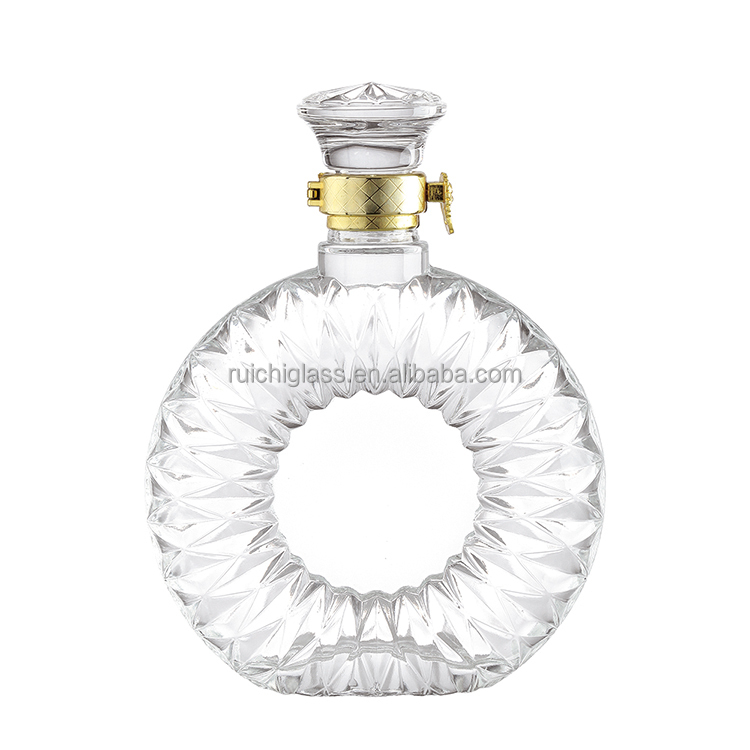 750ml Empty Gin Vodka Whisky Liquor Glass Bottle with Aluminum Plastic PP Collar