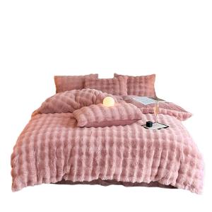 Wholesale Bedding Sheet Set Bed Cover Luxury Bed Sheets Solid Colorful Rabbit Velvet from china suppliers