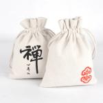 15x20cm Natural Fabric Drawstring Gift Bags Custom Logo Heavy Cotton Canvas