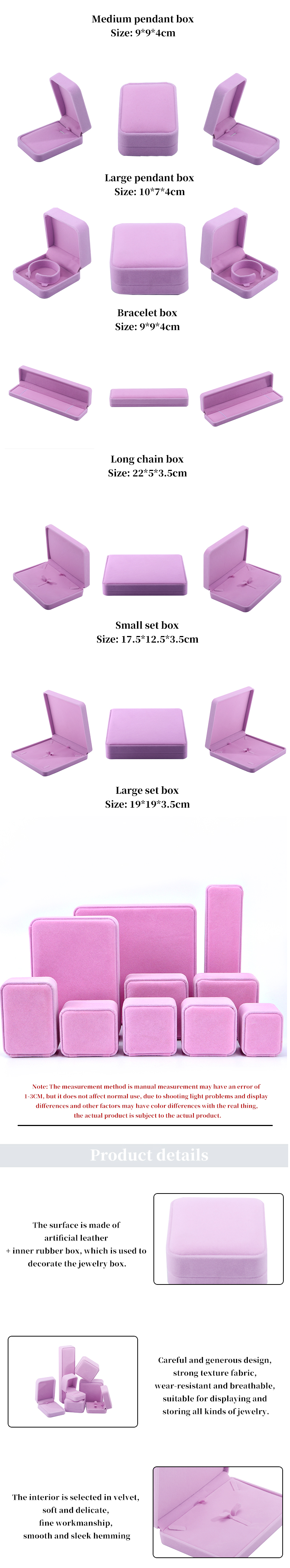 Newest Pink Velvet Jewelry Box for Customized Size Stud Earrings Jewelry Packaging