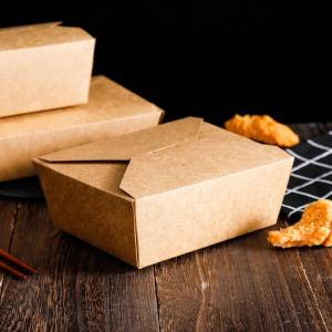 Wholesale Custom Logo Disposable Kraft Paper Food Packaging Lunch Box Food Grade For Take Away from china suppliers
