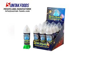 China Sweet Jelly Bean with Space Ship Container Glowing Electronic Flash Ball Toy Candy on sale