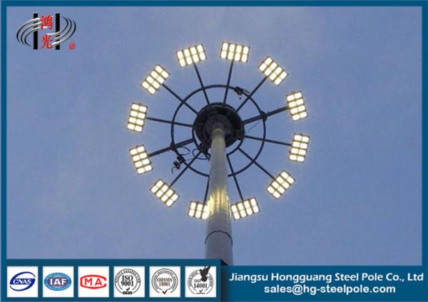 Quality High Mast Commercial Light Pole With Lifting System , Floodlighting Poles for sale