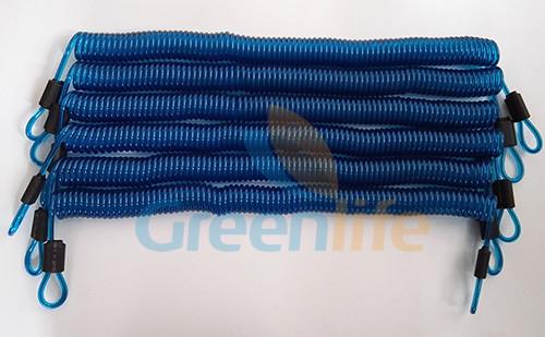 Big Stronger and Durable Transparent Blue Long Wire Steel Coiled Lanyard Leash w