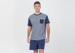 Mens Cotton Jersey Round Neck Tee and Short Pants Pyjamas Set Functional Placket