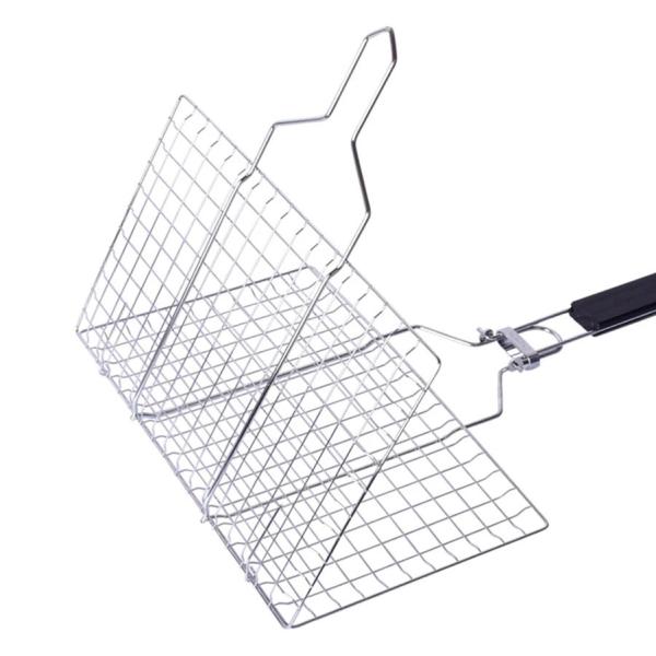 ISO9001 Stainless Steel BBQ Tools And Accessories Folding Grill Basket With