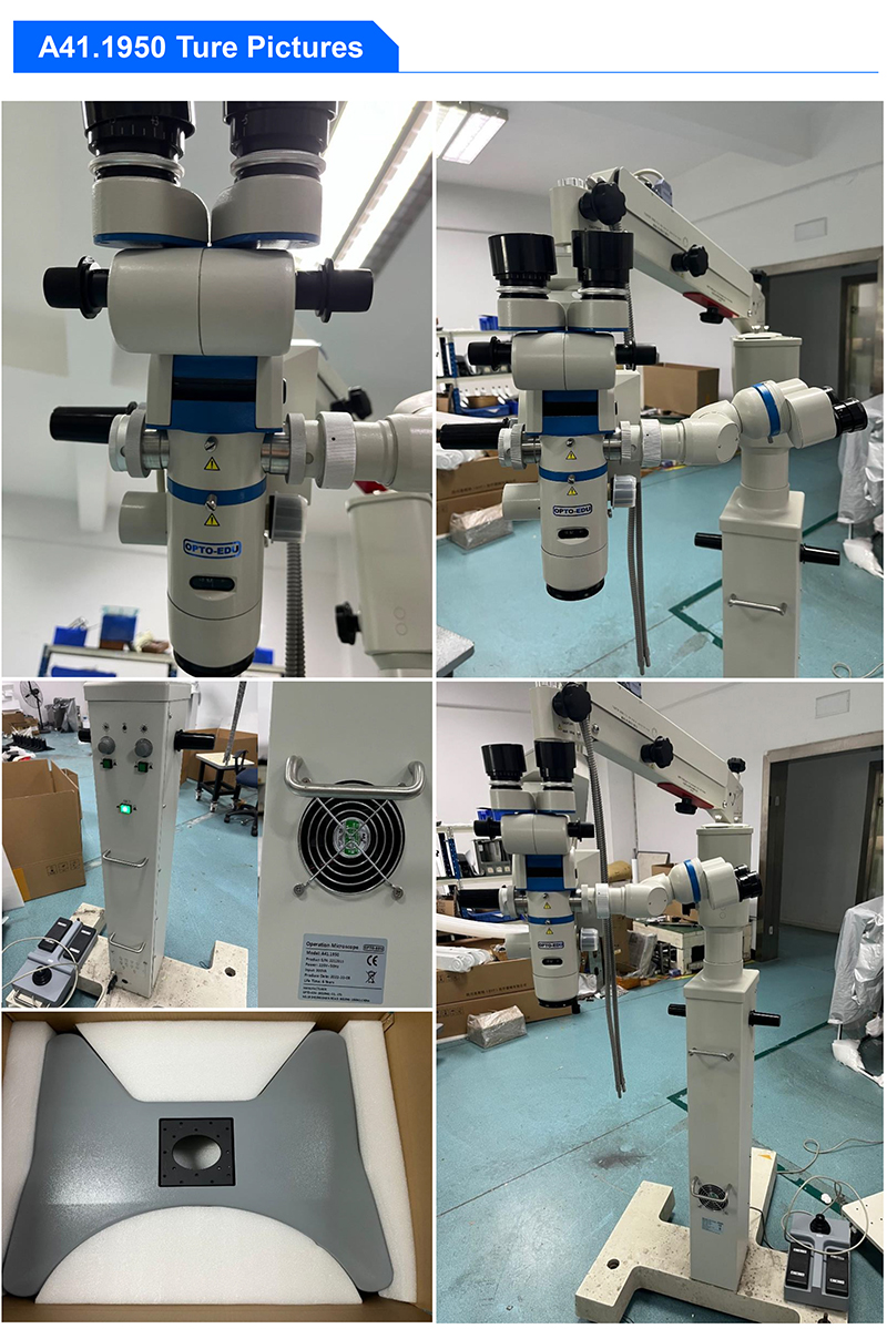 Dual Head Neurosurgery Operating Microscope Motor Zoom 3x-16x 8 Function Foot Handle A41.1950