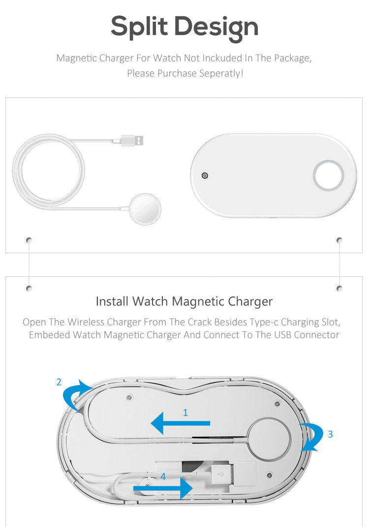 Multifunction 3 In 1 QI Wireless Charging Pad For IPhone