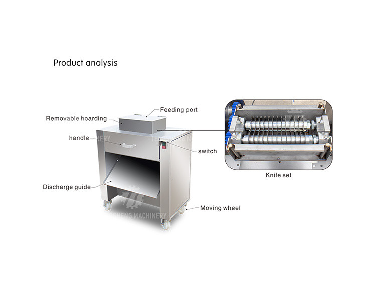 500KG/H The cutting specification of chicken and duck meat cutter can reach 8MM