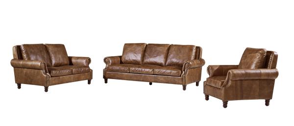 Solid Wood Legs Supper Soft Leather Sofa High Density Foam / Sponge S Shape