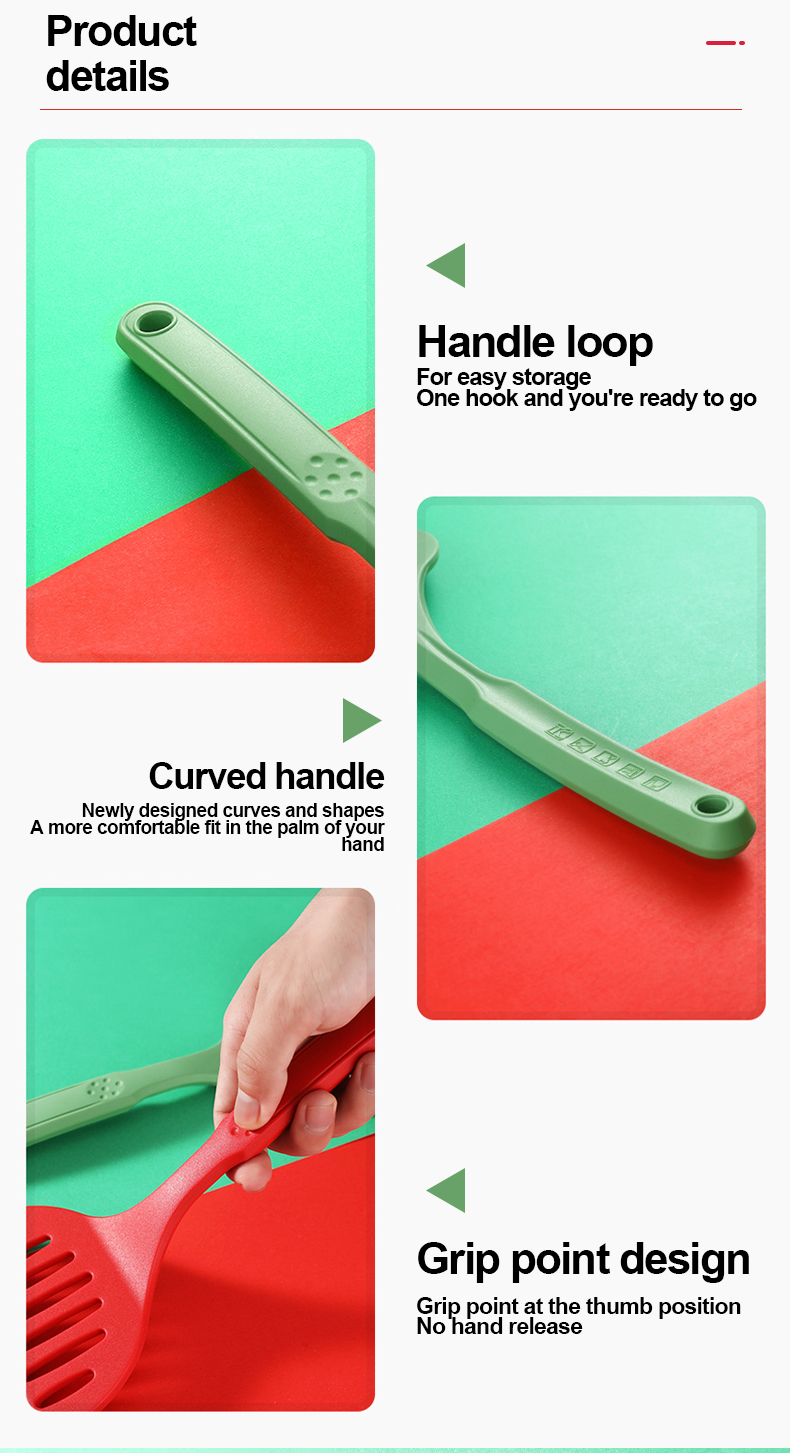 Heat Resistant Non Stick Silicone Frying Spatula With Long Handle