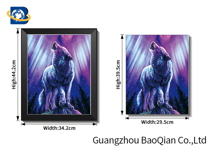 Framed Lenticular Flip 3D Painting Wall Decoration Wolf Pattern 0.6MM Thickness