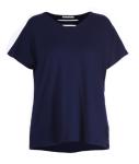 Summer Navy V Neck Leisure Blouse With Special Back Cut Design Regular Clothing