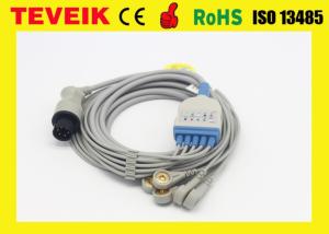 Wholesale Round 6 Pin One piece 5 leads ECG cable with snap for mindray, medical ecg cable from china suppliers