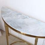 Contemporary Gold Stainless Steel Frame Marble Top Demilune Console table