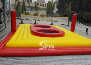Wholesale Commercial Customized outdoor giant inflatable volleyball court with trampoline for adults interactive games from china suppliers