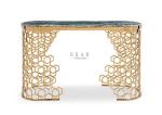 Deluxe European Stainless Steel Marble Top Hallway Console Table W003H8