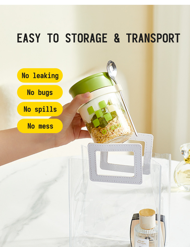 6 Pack Overnight Oats Containers With Lids For Oatmeal Pudding Yogurt Fruit Salad Storage