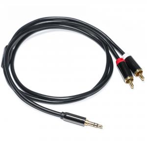 Wholesale RCA Audio Cable 3.5MM 2-1 Black Metal Shell For Car Audio 0.53M 1M 2M from china suppliers