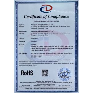 Dongguan Qleung Electronic Co., Ltd. Certifications