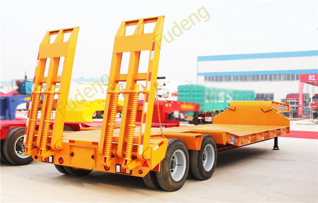 40T 2 Axle Flat Low Bed Semi Trailer / Lowboy Semi Trailer CCC Certification