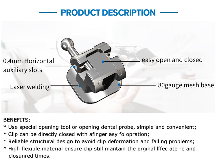 ALS Dental Orthodontic Metal Passive Bracket Lingual Self Ligating With Buccal Tube