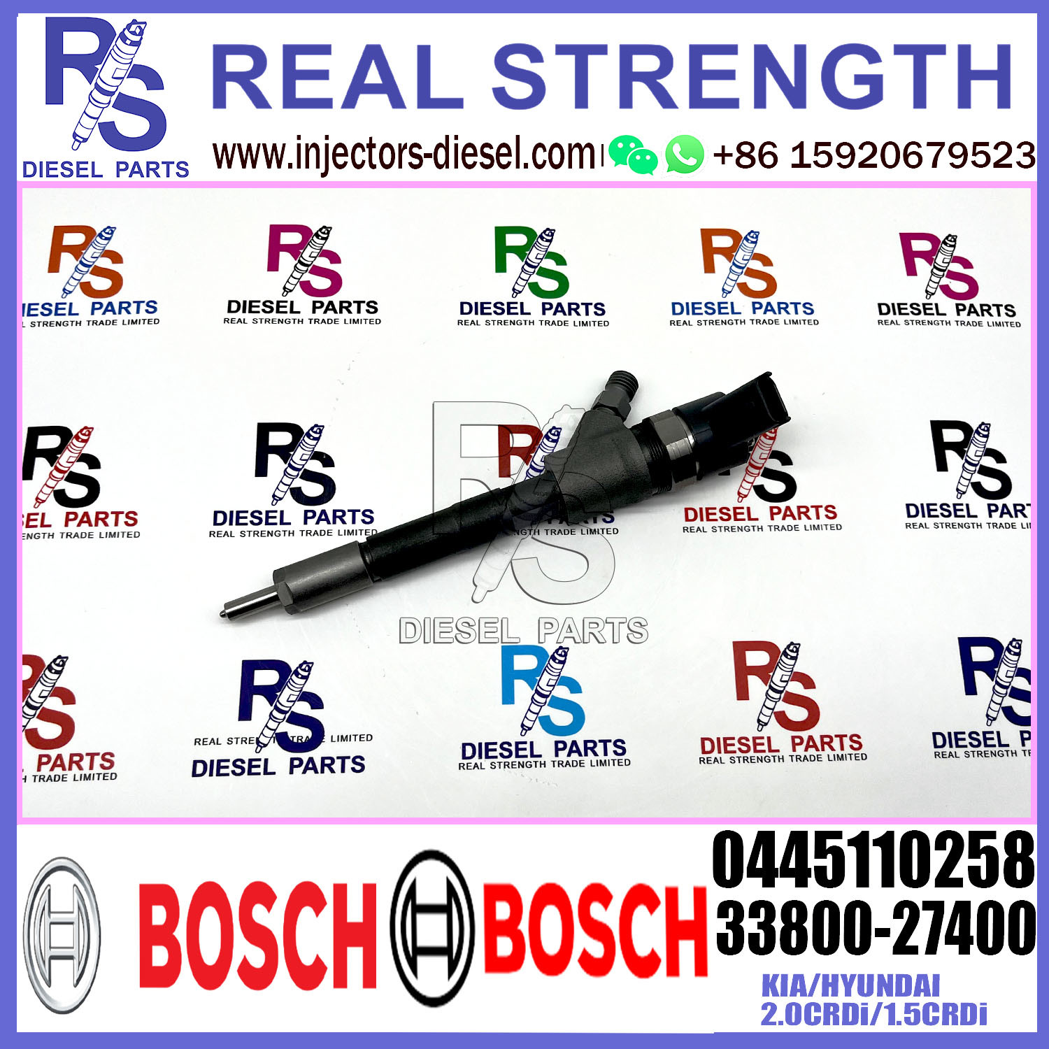 Diesel Fuel Common Rail Injector 0445110257 0986435156 0445110258 33800-27400 For KIA/HYUNDAI 2.0CRDi/1.5CRDi Engine