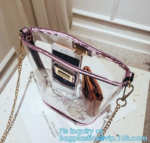 Gift bag clear shopping bag custom PVC plastic shopping bag, shiny pvc handle