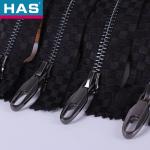 #5 Black Metal Zipper with Shiny Gun Metal Teeth for Clothing and Bags