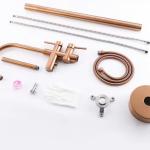 Brushed Rose Gold Copper Freestanding Tub Faucet Shower Mixer OEM