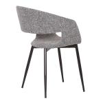 Mid - Century Modern Dining Armchair Fabric Gray And Black Simplicity Metal Leg