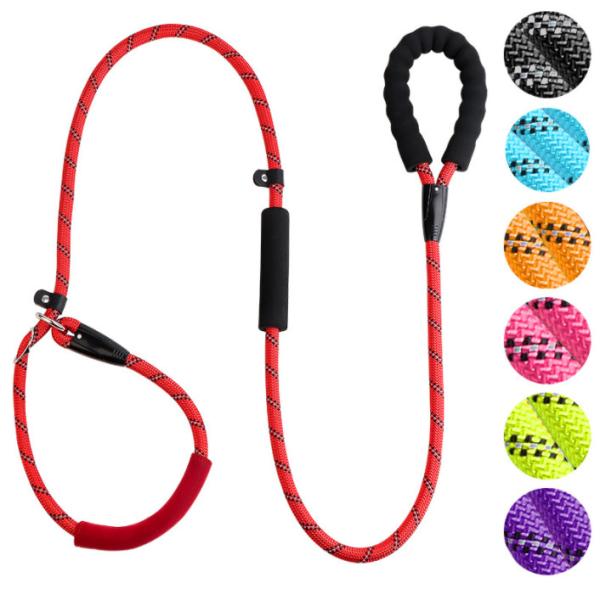 Red Nylon Training Dog Leash With Soft Comfortable Padded Handle 100 Ft Dog
