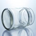 Customized 500ml Wide Mouth Round Glass Honey Jar with Metal Cap and Glass Base