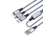 Flexible 3 In 1 Braided Charging Cable Customized Length Strong Connection