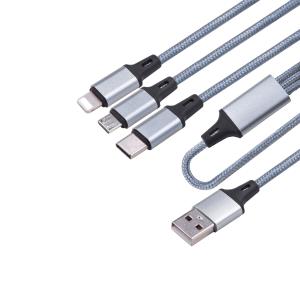 Wholesale Multi 3 In One Usb Charging Cable Nylon Braided Multi Colored With Micro from china suppliers